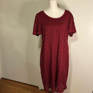 Ronnie Nicole Short Sleeve Burgundy Dress